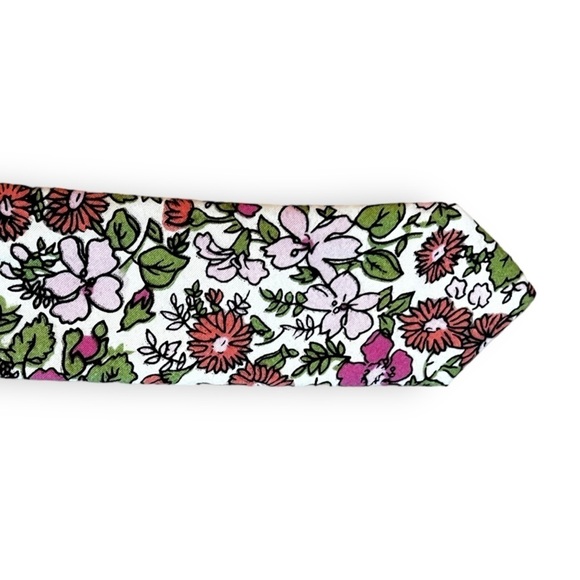 J Crew Floral Print Fabric Belt D-RIng Adjustable 100% Cotton Pink Green S/M - Picture 4 of 6